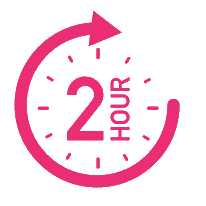 icon of a clock showing 2 hour delivery